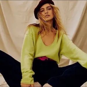 Free People green cashmere scoop neck sweater